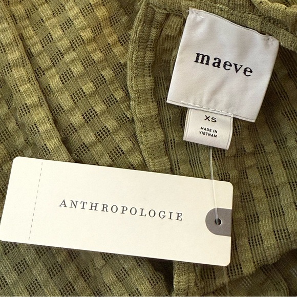 Anthropologie Maeve Smocked Halter Top Olive Green XS Boho Bohemian Chic Fall - Picture 8 of 13